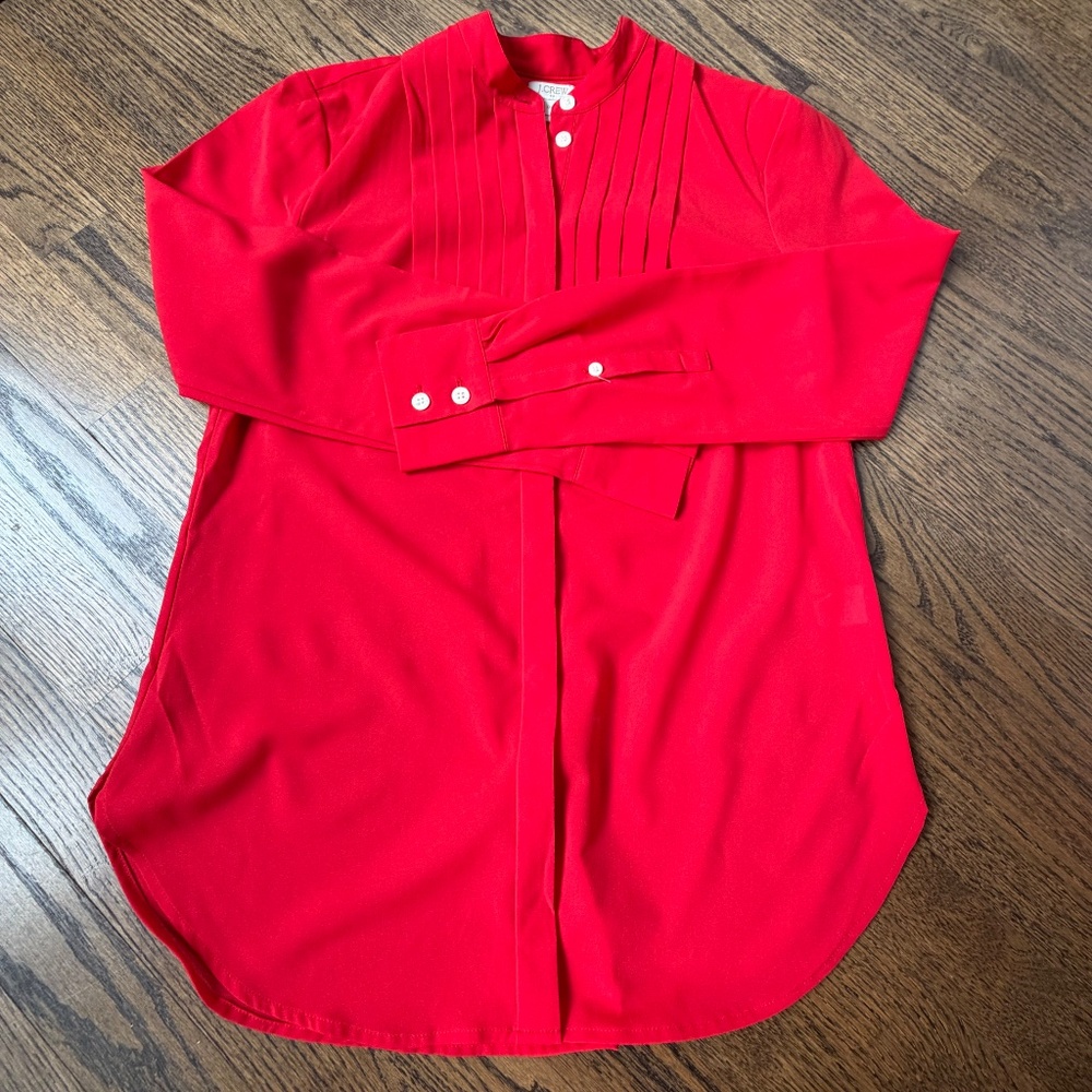 J Crew Factory Red Tuxedo Button Down - image 1